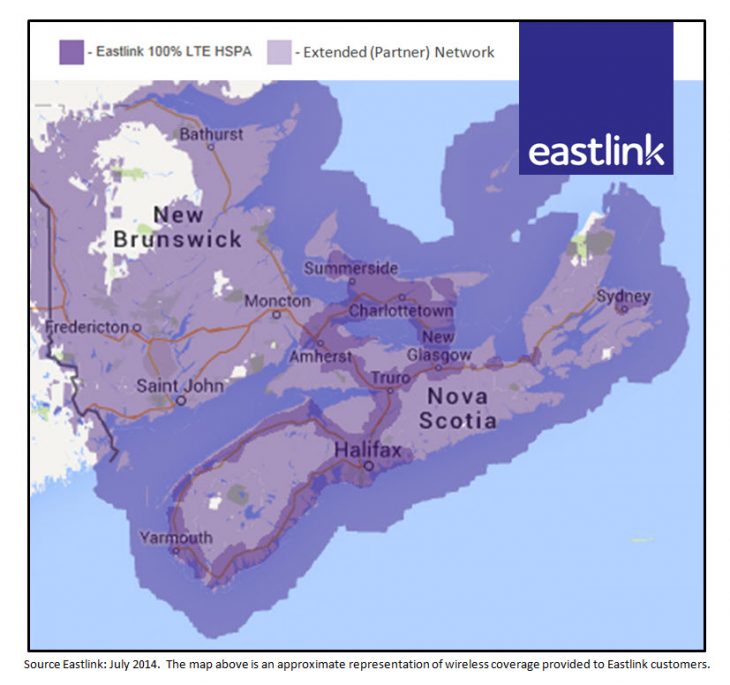 Eastlink Wireless Atlantic Canada Coverage Map July 31 2014.jpg